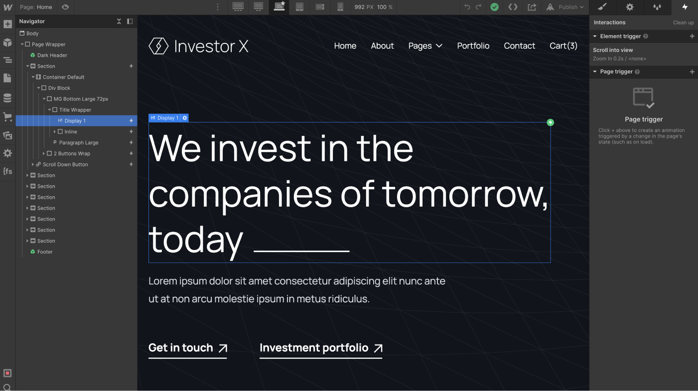 Animations - Investor X Webflow Template