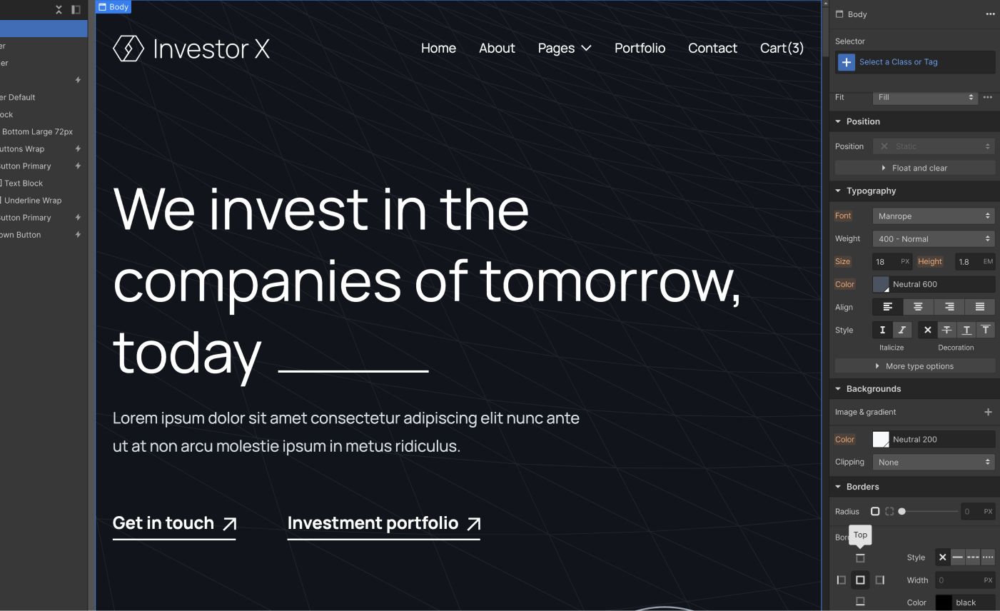 Typography - Investor X Webflow Template